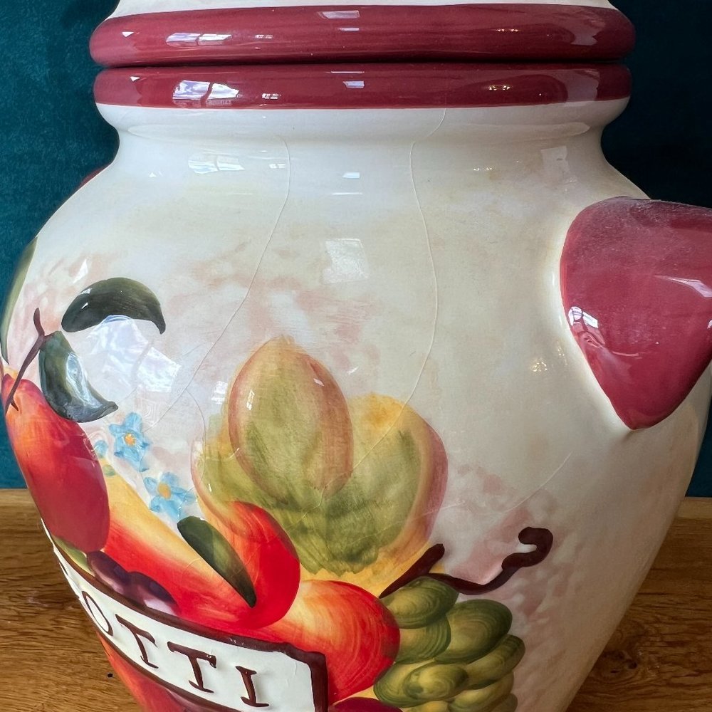 Tuscan Handmade and Hand Painted Ceramic Italian Biscotti Cookie Jar - Picture 14 of 14